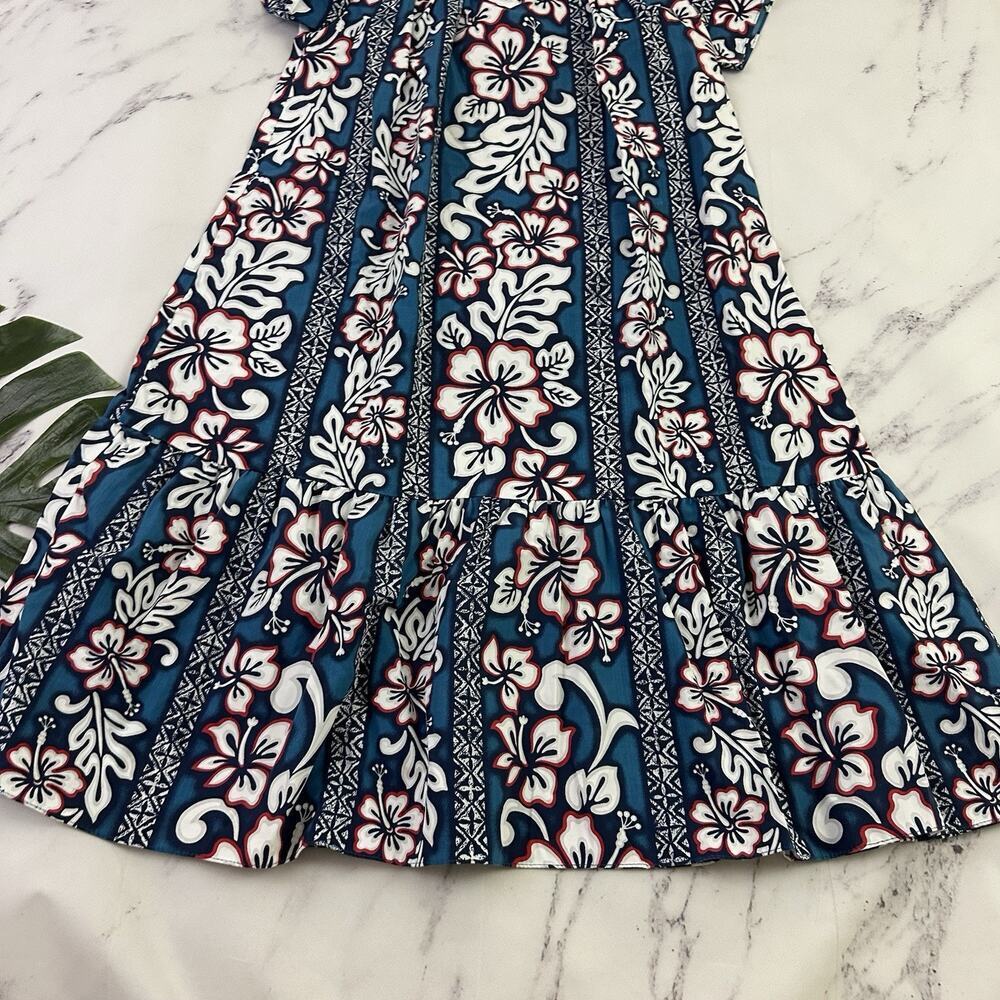 Royal Creations Womens Vintage 80s Muumuu Shift Dress Size M Blue Red Hawaiian - Picture 4 of 10